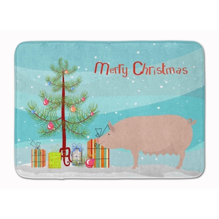 Carolines Treasures English Large White Pig Christmas Machine Washable Memory Foam Mat BB9305RUG